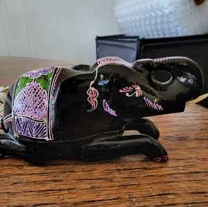 Black Lacquered Wood Elephant.